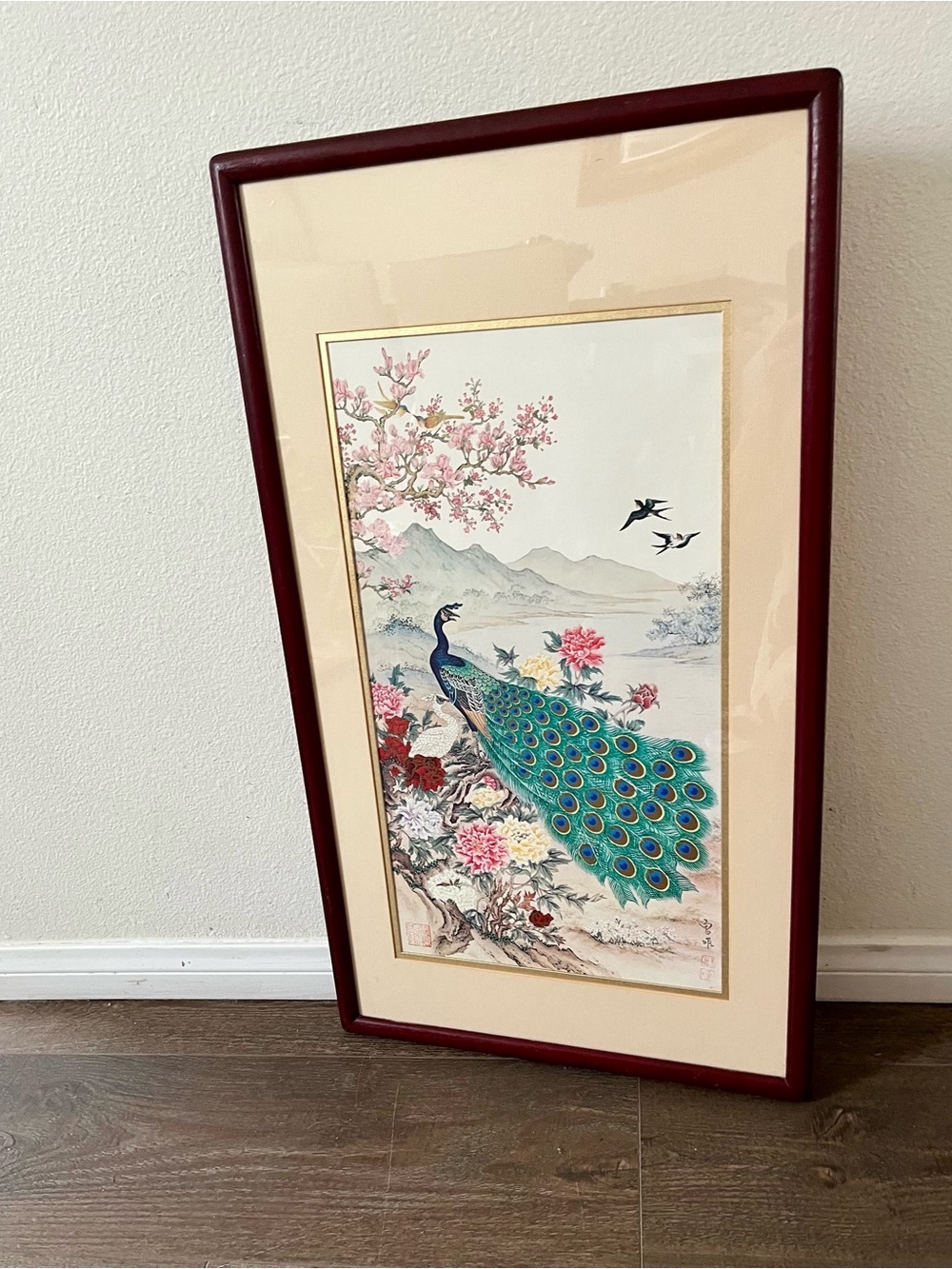 Framed Silk Lithography Print “the Awakening Of Spring “ By Wei Tseng Yong